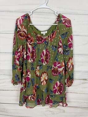 Tamara H. Floral Metallic Chiffon Blouse Size 2X